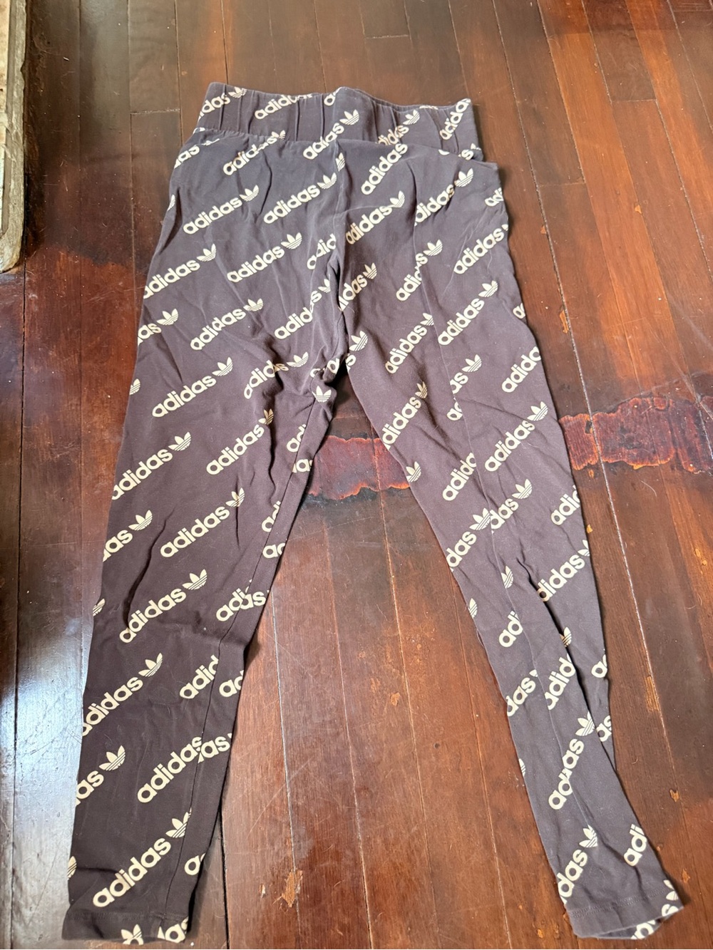 adidas Brown All-Over Logo Leggings